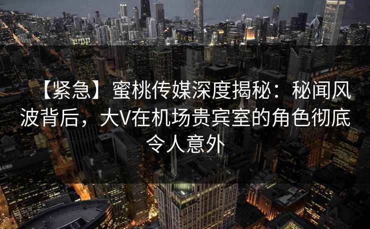 【紧急】蜜桃传媒深度揭秘:秘闻风波背后,大V在机场贵宾室的角色彻底令人意外