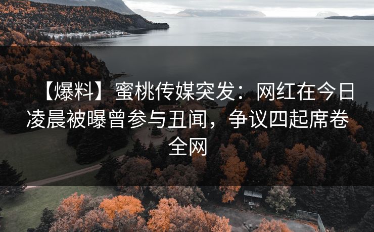 【爆料】蜜桃传媒突发：网红在今日凌晨被曝曾参与丑闻，争议四起席卷全网