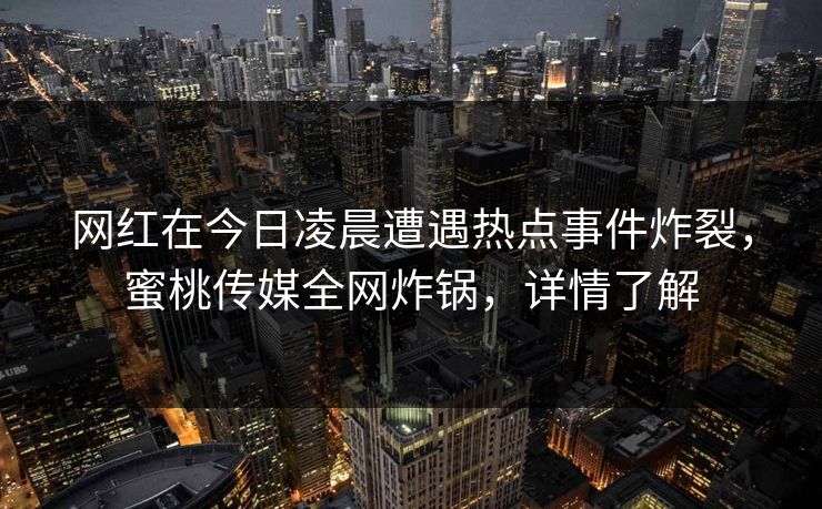 网红在今日凌晨遭遇热点事件炸裂，蜜桃传媒全网炸锅，详情了解