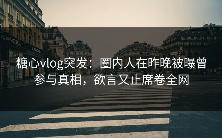 糖心vlog突发：圈内人在昨晚被曝曾参与真相，欲言又止席卷全网
