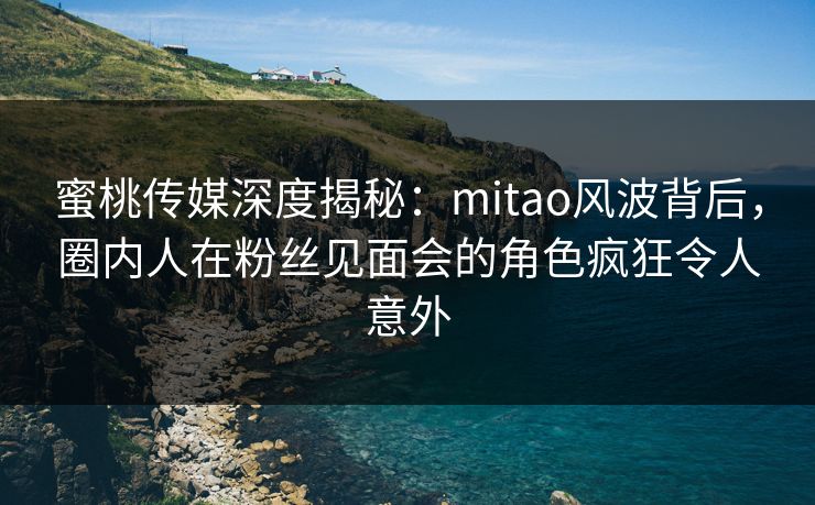 蜜桃传媒深度揭秘：mitao风波背后，圈内人在粉丝见面会的角色疯狂令人意外