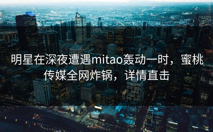 明星在深夜遭遇mitao轰动一时，蜜桃传媒全网炸锅，详情直击